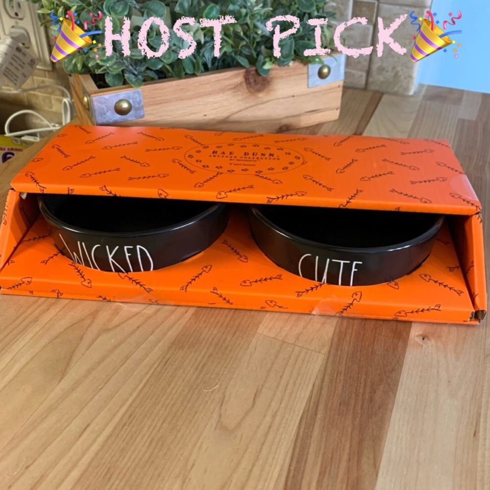 Rae Dunn “WICKED” & “CUTE” LL Black Pet Bowl Set NWT - Picture 2 of 9